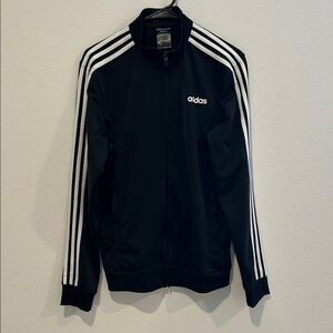 adidas Black Jacket with White Three-Stripes